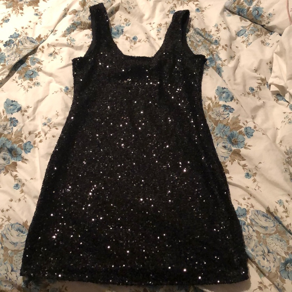 Black Sequin Mini Bodycon Dress
